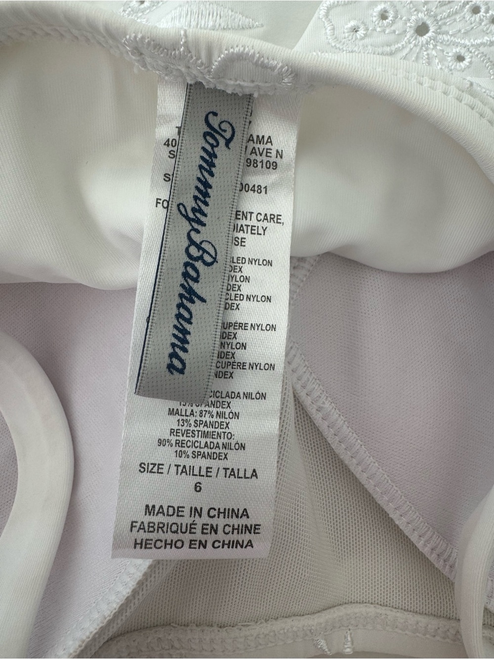 Tommy Bahama White Eyelet Hideaway One Piece Swimsuit Size 6 - Picture 5 of 5